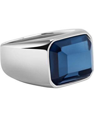 Nialaya Zircon Signet Ring - Blue