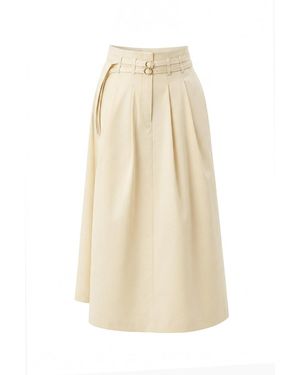 Exquise Neutrals Nathalie High Waisted Pleated Midi Skirt - White