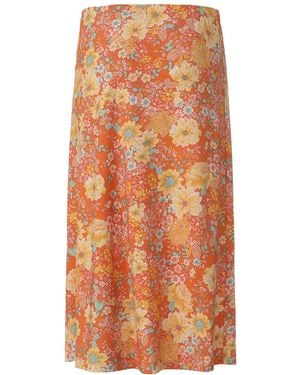 FRONT ROW SHOP Daisy Viscose Jersey Midi Skirt - Orange