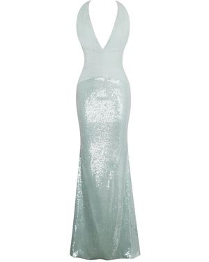 Miss Circle New York Wendale Mint Sequin Plunging Mermaid Maxi Dress - Green
