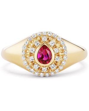 Talismania Jewelry Wildfire Lab-Created Ruby & Lab-Grown Diamond Signet Ring - Pink