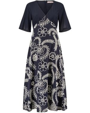 Traffic People Sandrine's Smile And Floral Blythe Midi Dress - Blue