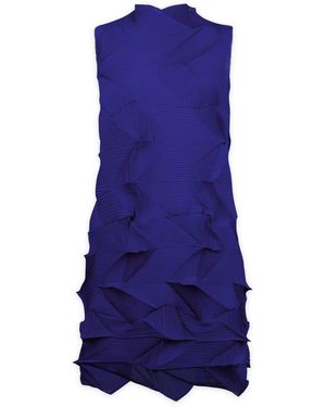 Wild Cosmos Amara Prismatic Pleats Dress Royal - Blue