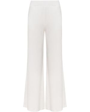 Mandragora Neutrals Ecru Knit Trousers With A Straight Leg And High Waist Made Of Viscose – Ivy - White