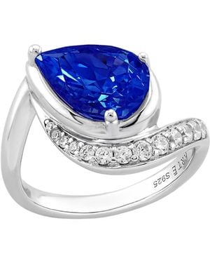 Arte Madrid Sierra Pavé Contour Pear-Shaped Solitaire Ring - Blue