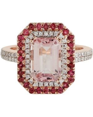 Artisan Tourmaline Gemstone & Diamond Cocktail Ring - Pink