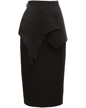Julia Allert Designer Midi Straight Skirt With Wrap Detail - Black
