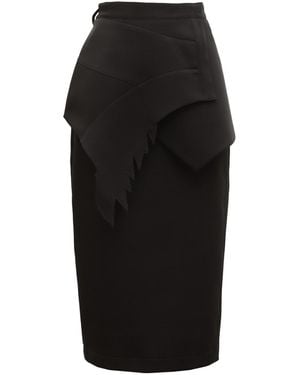 Julia Allert Designer Midi Straight Skirt With Wrap Detail - Black