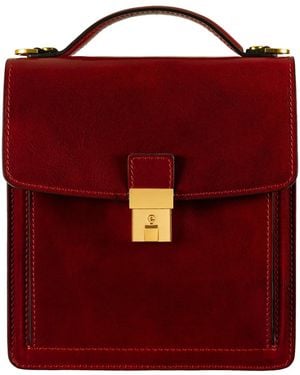 Time Resistance Small Leather Briefcase For - Red