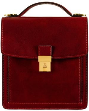 Time Resistance Small Leather Briefcase For - Red