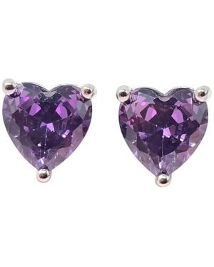 Sophelia Amethyst Heart Sterling Stud Gemstone Earrings - Purple