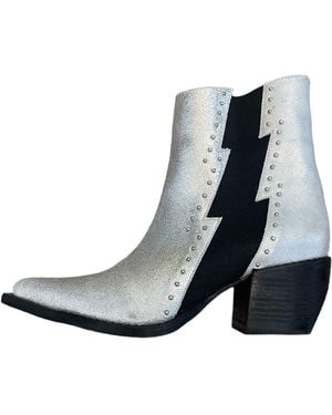 Any Old Iron The Lightning Bolt Leather Boots - Blue
