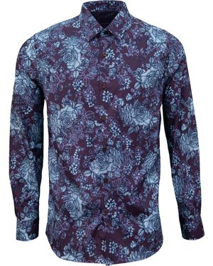 lords of harlech Nicoli Roma Floral Cotton Shirt - Blue