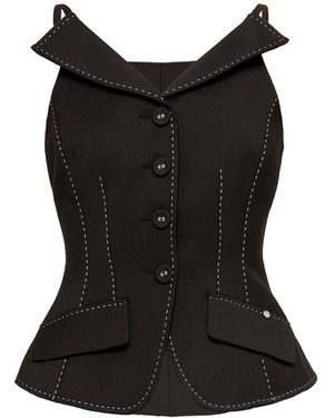 Nissa Single-Breasted Tailored Vest - Black