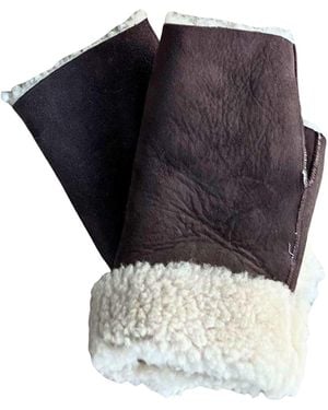 Owen Barry Sheepskin Fingerless Mittens Tube Kimbo Cream - Multicolor