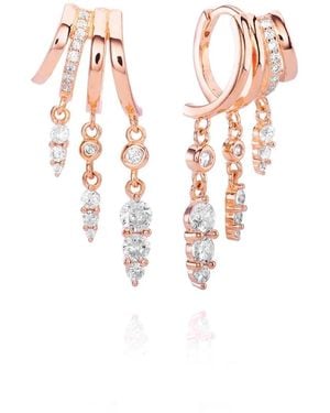 Aaria London Cleo Stacked Multi Hoop Huggie Illusion Earrings - White