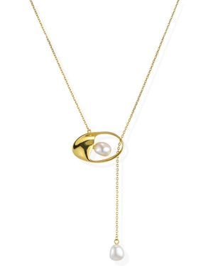 Lait & Lune Talise Pearl Lariat Necklace - Metallic