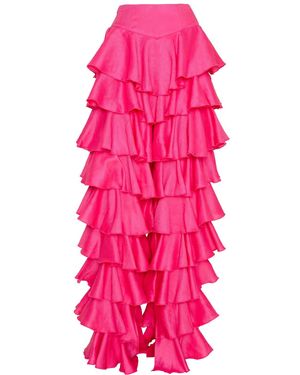Ofuure Linen Daria Ruffle Pants - Pink