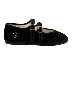 Gondolina Shoes Gondola Velvet Double-Strap Mary Jane Shoes – Made - Black