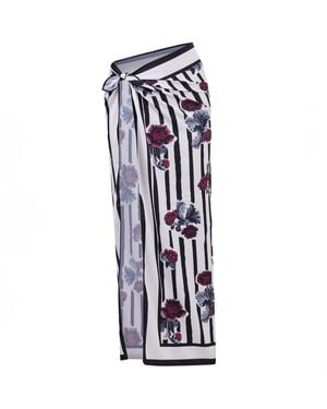 Peraluna Stripe Garden Satin Sarong Scarf - Blue