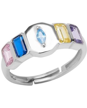 Spero London Sterling Baguette Ring - Blue