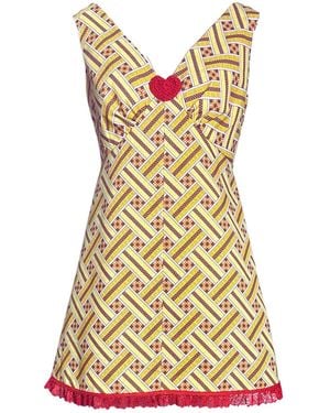 Couture to Your Door Geometric Babydoll Mod Aline Mini Dress - Yellow