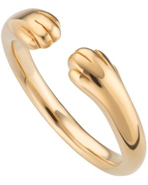Lily Charmed Plated Open Paw Hug Ring - Metallic