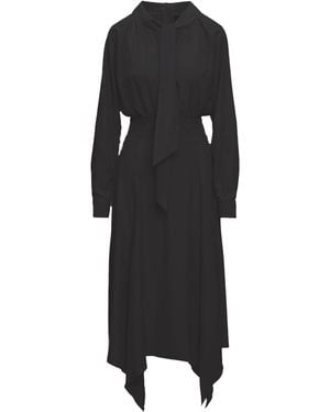 BLUZAT Midi Dress With Scarf - Black