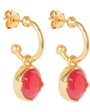 Lila Rasa Dazzling Ruby Crystal Hoop Earrings - Metallic