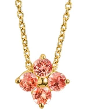 Juvetti Clover Padparadscha Sapphire Necklace - White