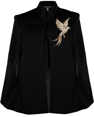 Laines London Laines Couture Tailored Cape With Embellished Bird Of Paradise - Black