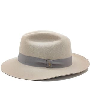 DORIA 1905 Neutrals Neutral Smooth Lapin Felt Fedora Hat - Grey