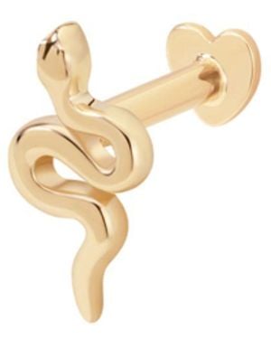 Vanhi 14K Solid Snake Flat Back Stud - Metallic