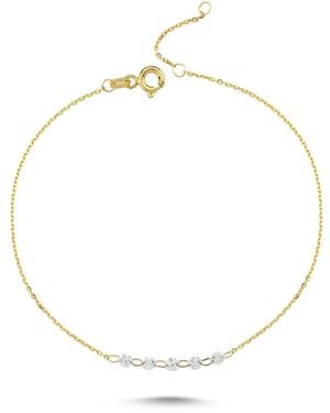 Ecce | Artisan Diamonds 18K Solid Dancing Tiny Five Diamond Bracelet - Metallic
