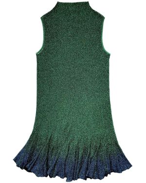 Arto. Lurex Metallic Flying Ribbed Knit Dress - Green