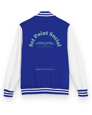 Anchor and Crew Royal & Set Point Social Volleyball Club League Cotton Varsity Letterman - Blue