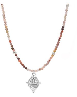 Seven Saints Libra Gemstone Choker Necklace, Multi-coloured Opal, Rhodium Plated - Metallic