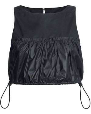 Audrey Vallens All-Gen Gathered Detail Crop Tank Top - Black