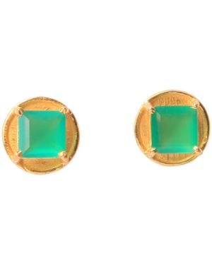 YAA YAA LONDON New Mama Vermeil Onyx Stud Earrings - Green