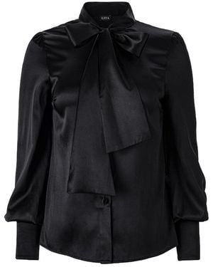 Lita Couture Elegant Bow Blouse - Black