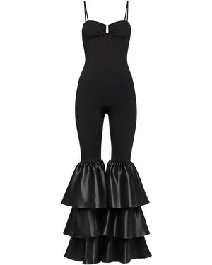Nissa Ruffle Trim Jumpsuit - Black