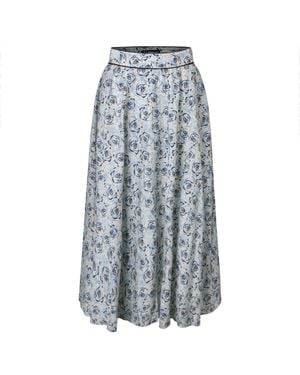 Smart and Joy Floral-Print Cotton Midi Skirt - Grey