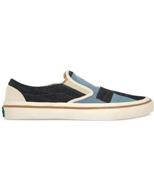 Springa | Unique Vulcanized Sneakers Italian Handmade Son Selvagedge Denim Checked Trainers - Blue