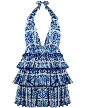 Nur Karaata Bellano Bleu Blanc Dress - Blue