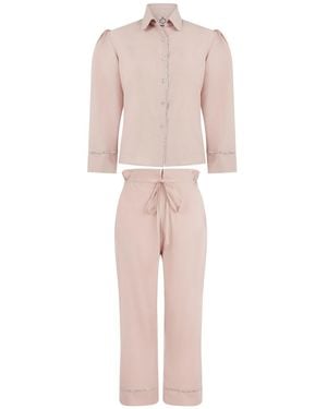 Lisa The Label Bow Belle Pyjama Top And Trousers Set - Pink
