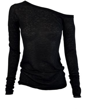 Vænn Remsen One Shoulder Sheer Knit - Black
