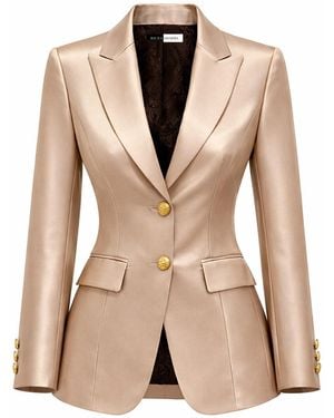 Richa Sharma Neutrals Champagne Silk Tailored Blazer For - Natural