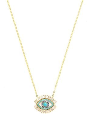 Seven Saints Evil Eye Necklace, Vermeil With And Zirconia Baguette Diamonds - Metallic