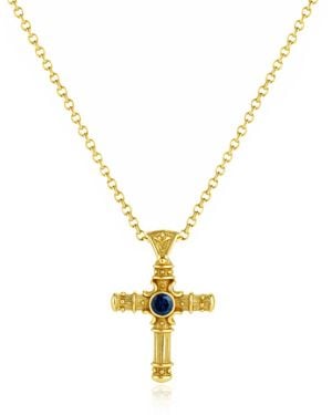 Unaloe Eternal Cross Necklace With Sapphire - Metallic