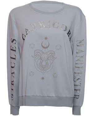 Miracles Manifester Oversized Embroidered Capricorn Sign Sweatshirt - Grey